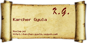 Karcher Gyula névjegykártya